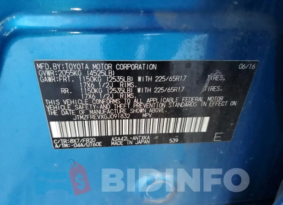 JTMZFREVXGJ091832 Photo# 12
