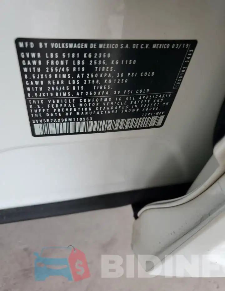 3VV3B7AX9KM110963 Photo# 12
