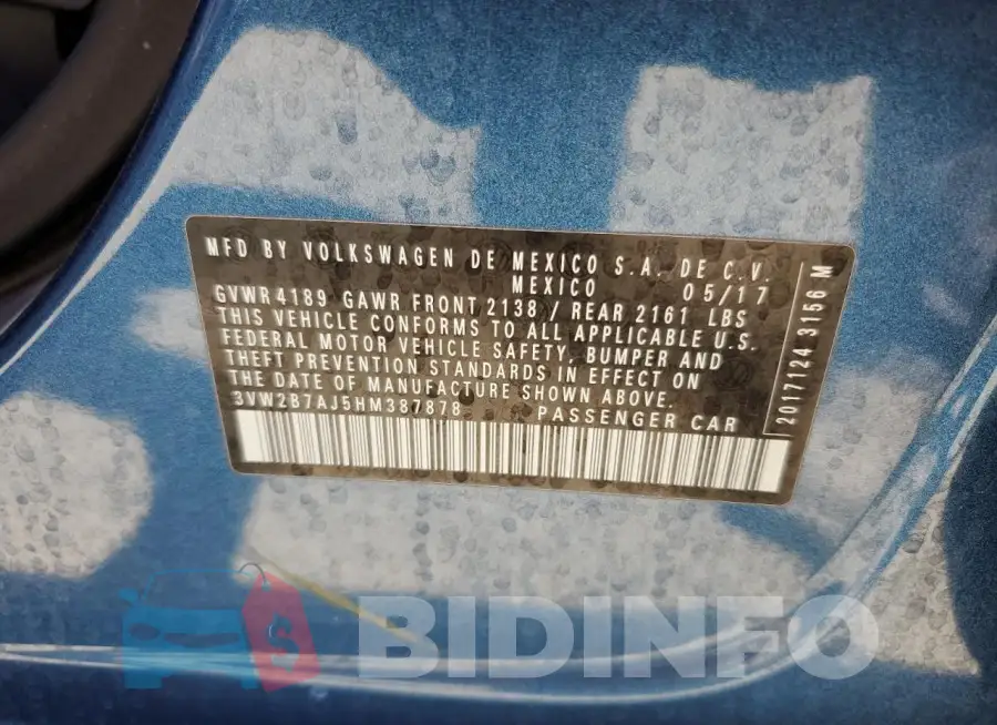 3VW2B7AJ5HM387878 Photo# 12