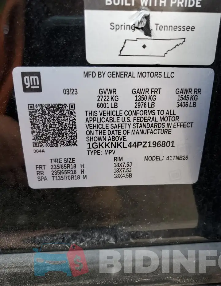 1GKKNKL44PZ196801 Photo# 12