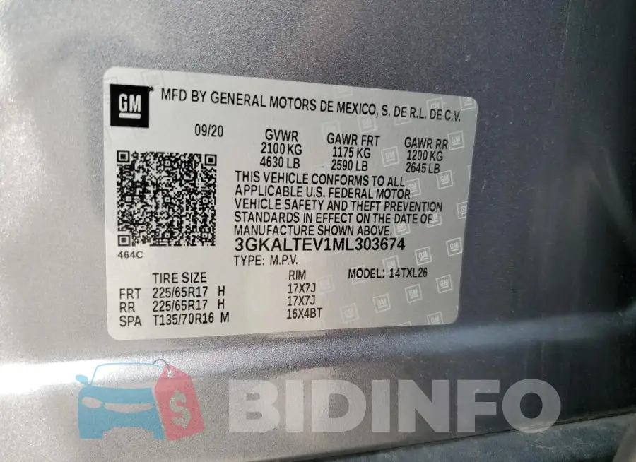 3GKALTEV1ML303674 Photo# 13