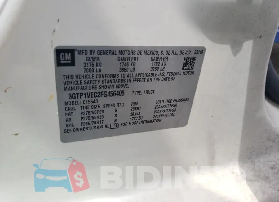 3GTP1VEC2FG456405 Photo# 12