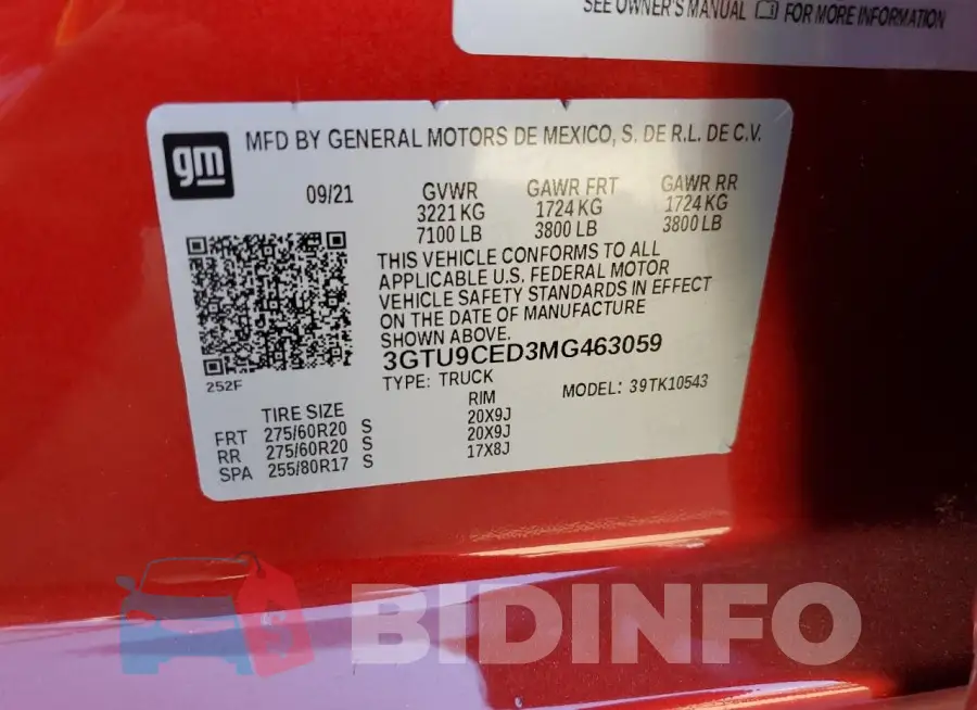 3GTU9CED3MG463059 Photo# 12