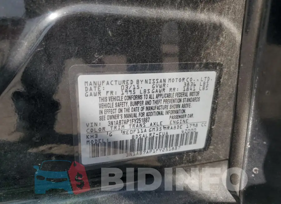 3N1AB7AP1FY251887 Photo# 13