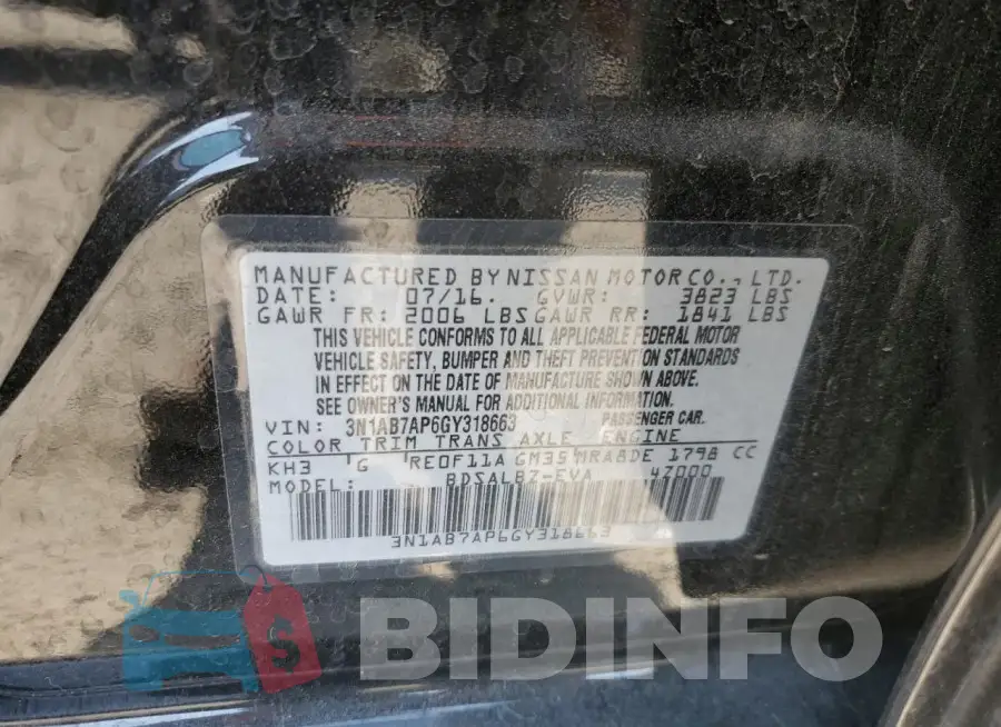 3N1AB7AP6GY318663 Photo# 12