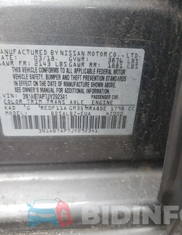 3N1AB7AP7JY292341 Photo# 13