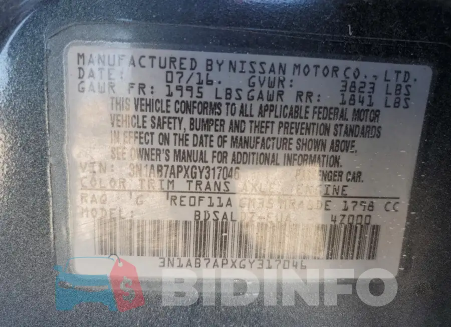 3N1AB7APXGY317046 Photo# 12