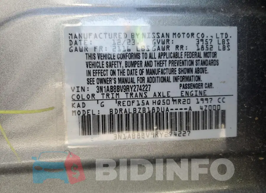 3N1AB8BV9RY274227 Photo# 12