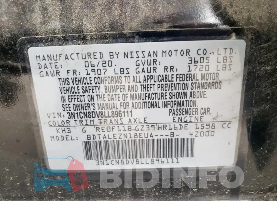 3N1CN8DV8LL896111 Photo# 13