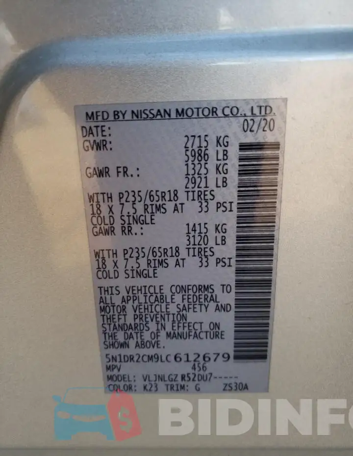 5N1DR2CM9LC612679 Photo# 13