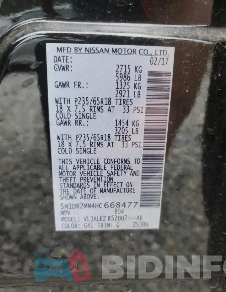 5N1DR2MN4HC668477 Photo# 13