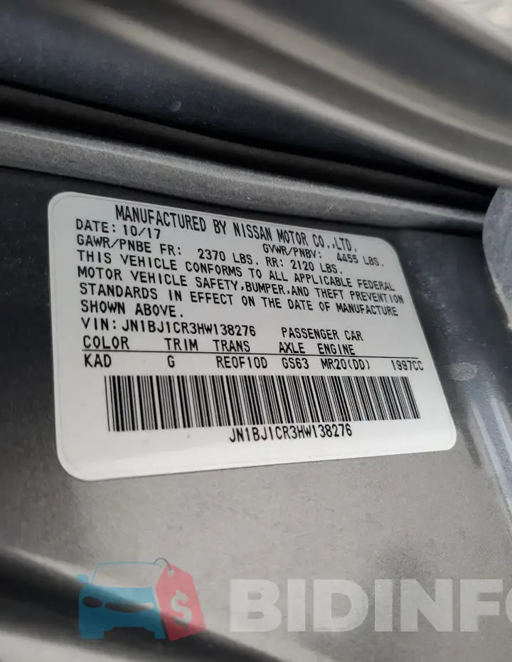 JN1BJ1CR3HW138276 Photo# 12