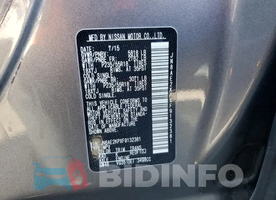 JN8AE2KPXF9132381 Photo# 14