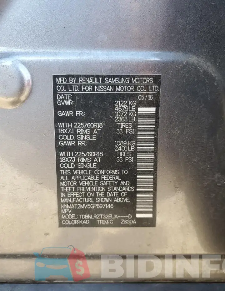 KNMAT2MV5GP697146 Photo# 14