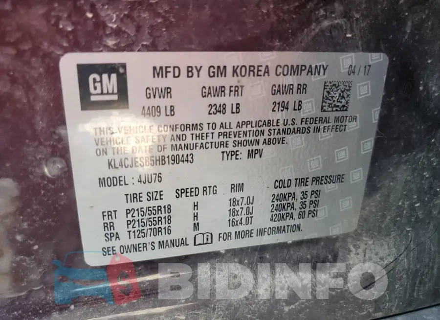 KL4CJESB5HB190443 Photo# 14