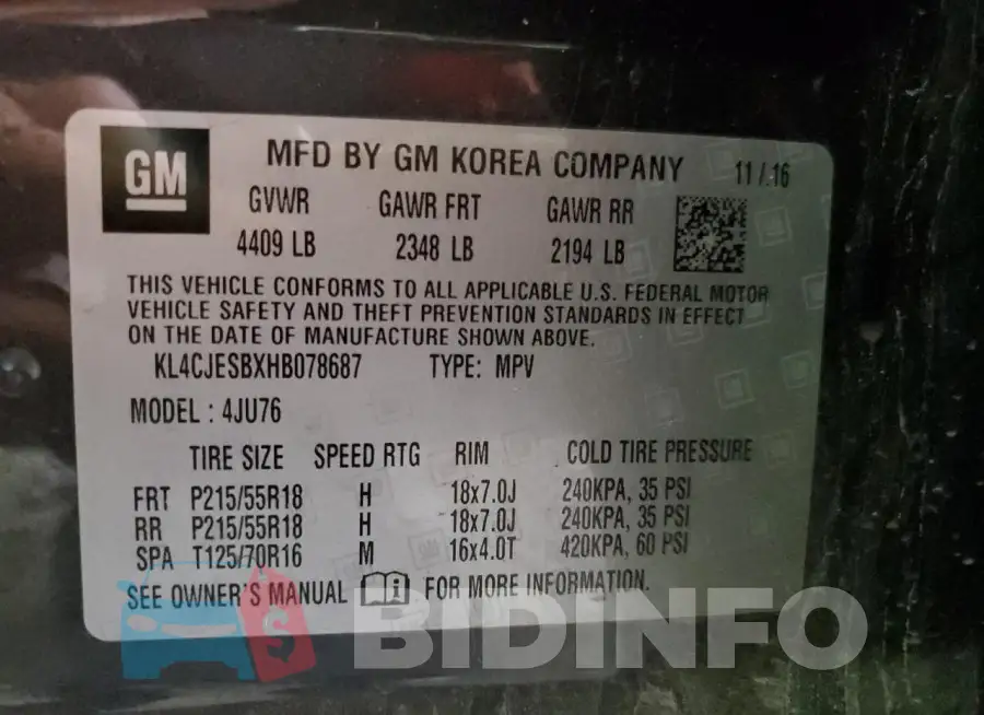 KL4CJESBXHB078687 Photo# 13
