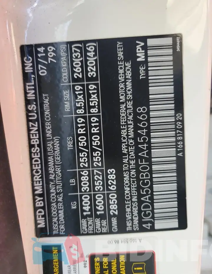 4JGDA5GB0FA454668 Photo# 14