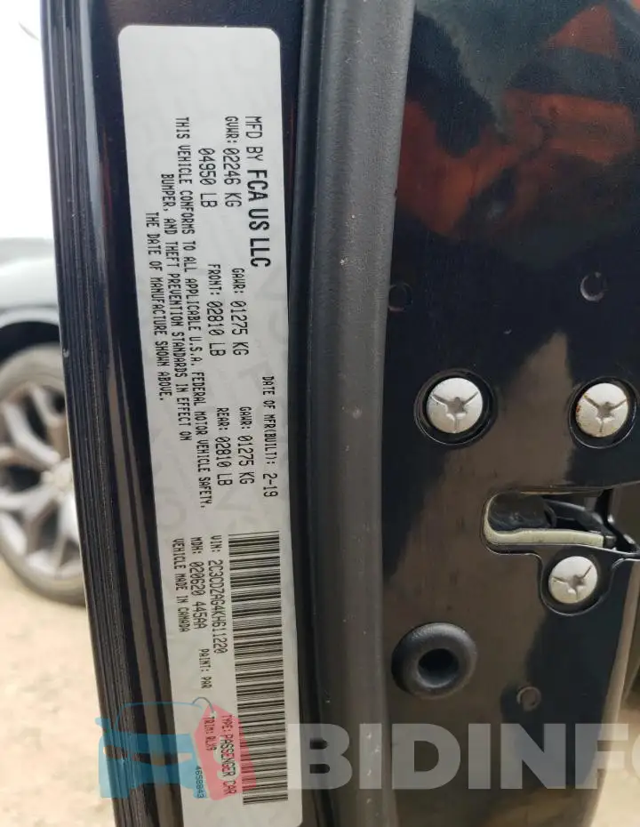 2C3CDZAG4KH611220 Photo# 12