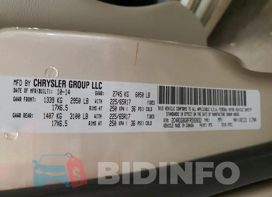 2C4RDGBG8FR593832 Photo# 14