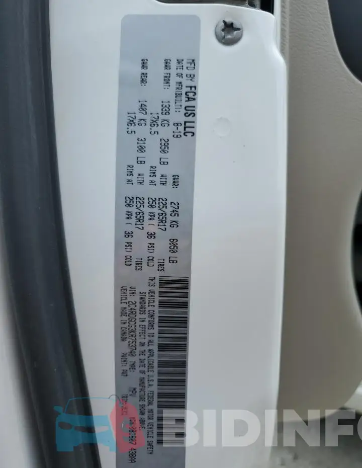 2C4RDGCG3KR753740 Photo# 13