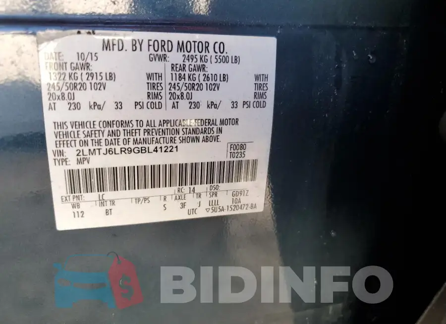 2LMTJ6LR9GBL41221 Photo# 13