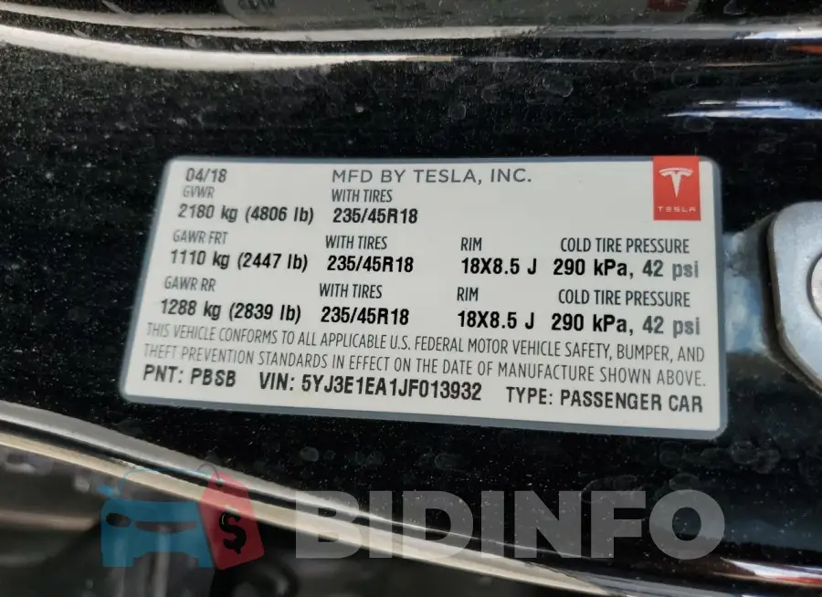 5YJ3E1EA1JF013932 Photo# 13