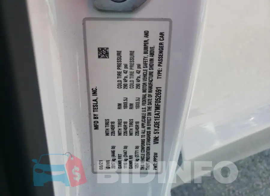 5YJ3E1EA7MF052691 Photo# 12