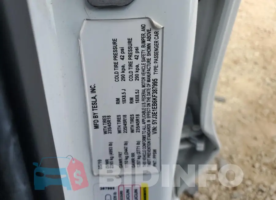 5YJ3E1EB6KF387995 Photo# 12