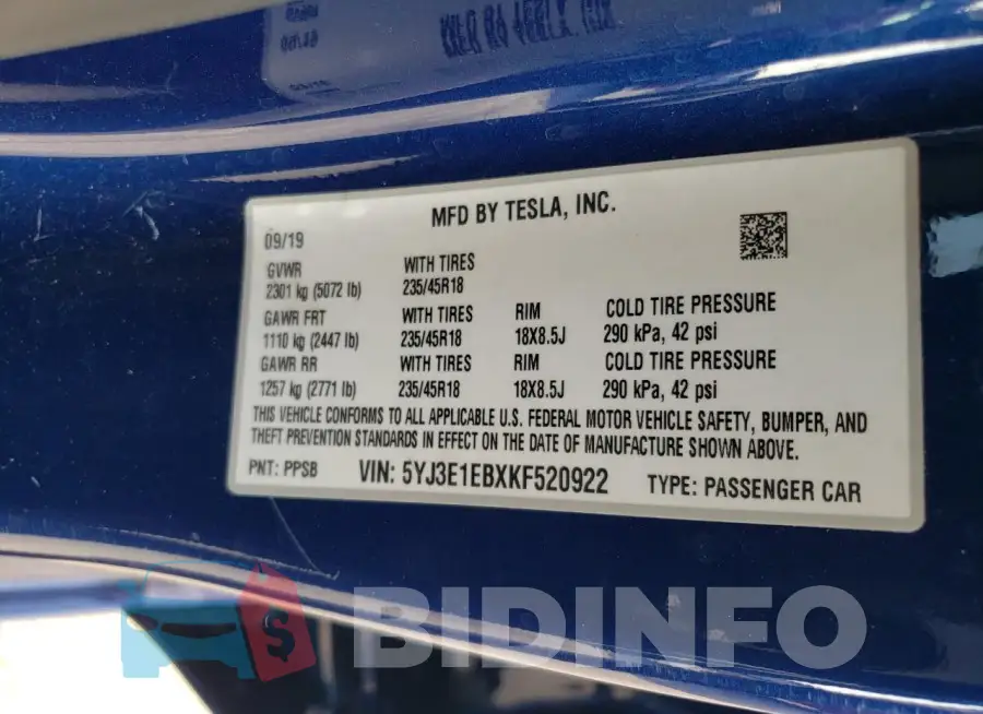 5YJ3E1EBXKF520922 Photo# 13