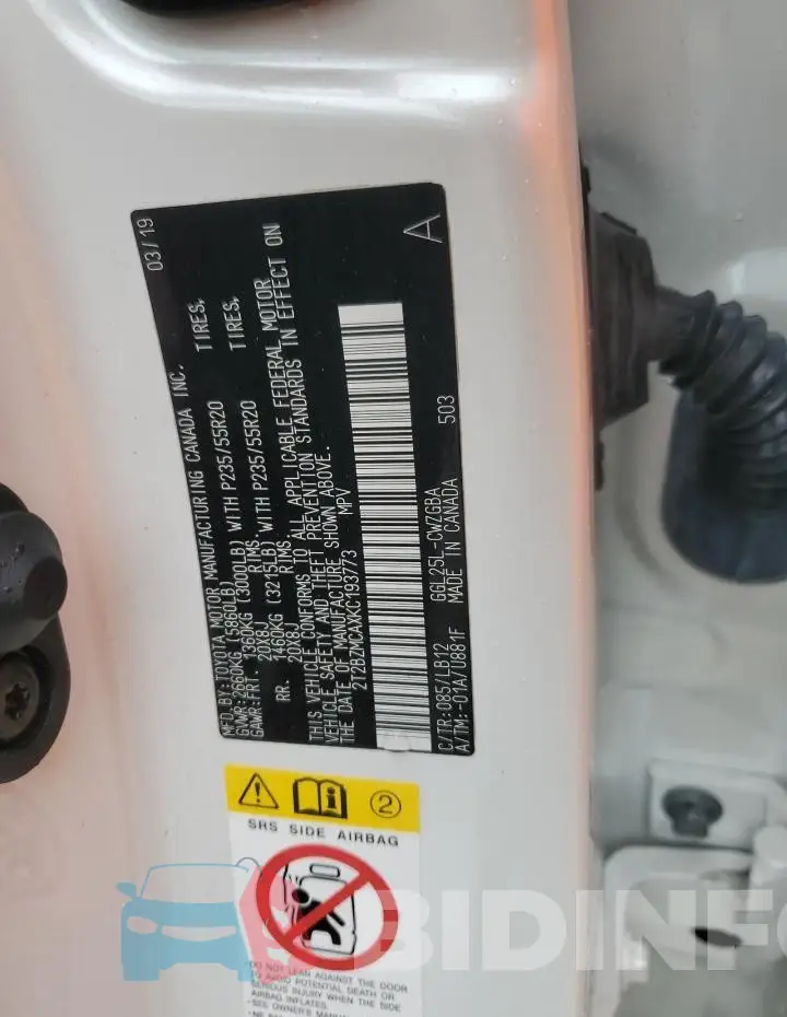 2T2BZMCAXKC193773 Photo# 13