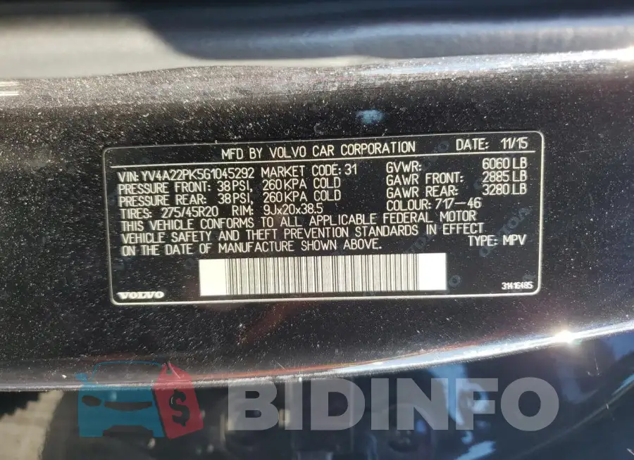 YV4A22PK5G1045292 Photo# 13