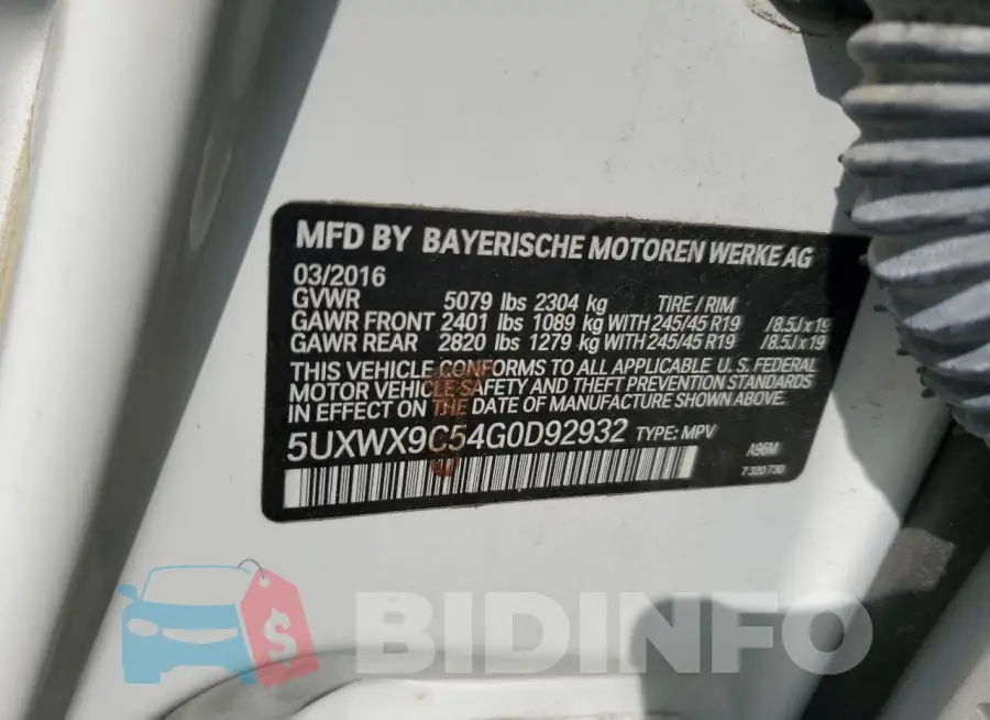 5UXWX9C54G0D92932 Photo# 14