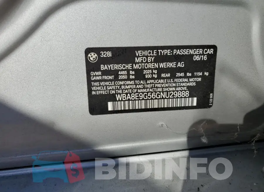 WBA8E9G56GNU29888 Photo# 12