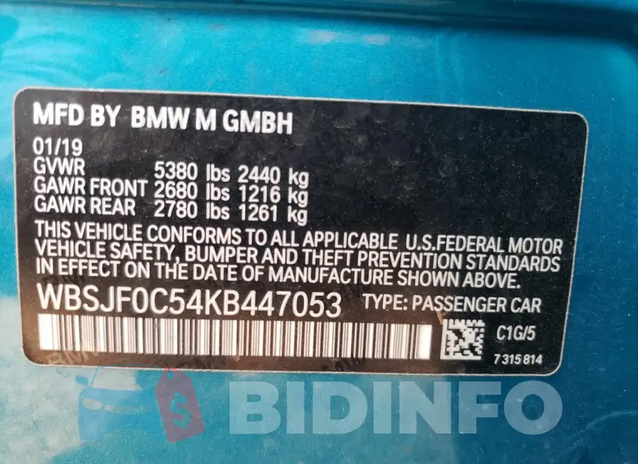 WBSJF0C54KB447053 Photo# 12