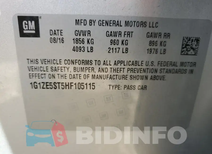 1G1ZE5ST5HF105115 Photo# 12