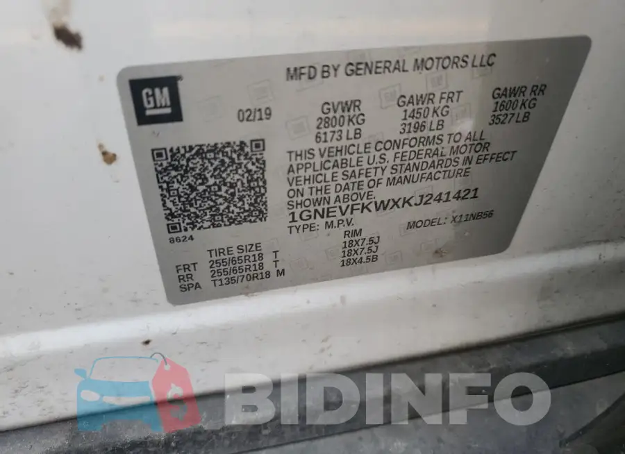 1GNEVFKWXKJ241421 Photo# 13