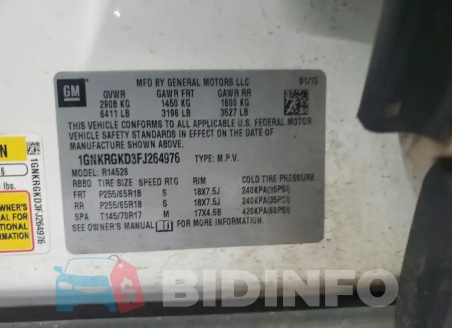 1GNKRGKD3FJ264976 Photo# 13
