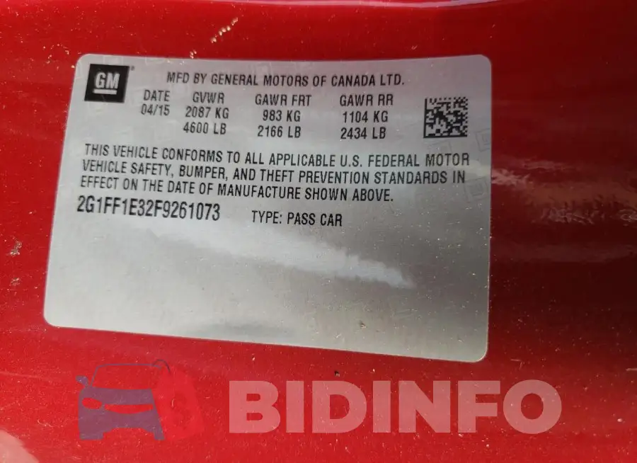 2G1FF1E32F9261073 Photo# 12