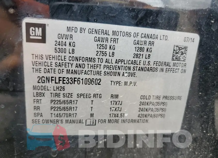 2GNFLFE33F6109602 Photo# 13