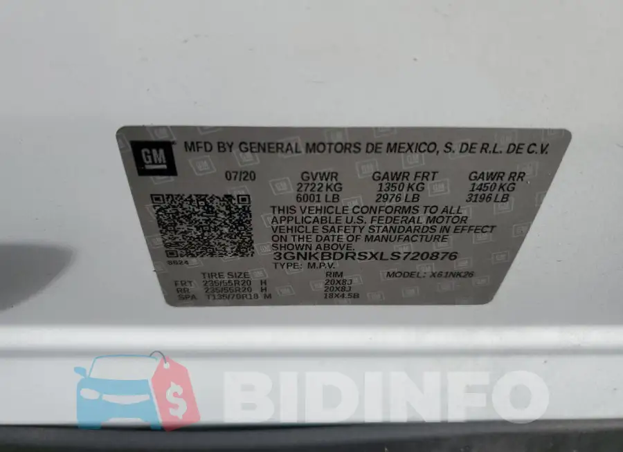 3GNKBDRSXLS720876 Photo# 12
