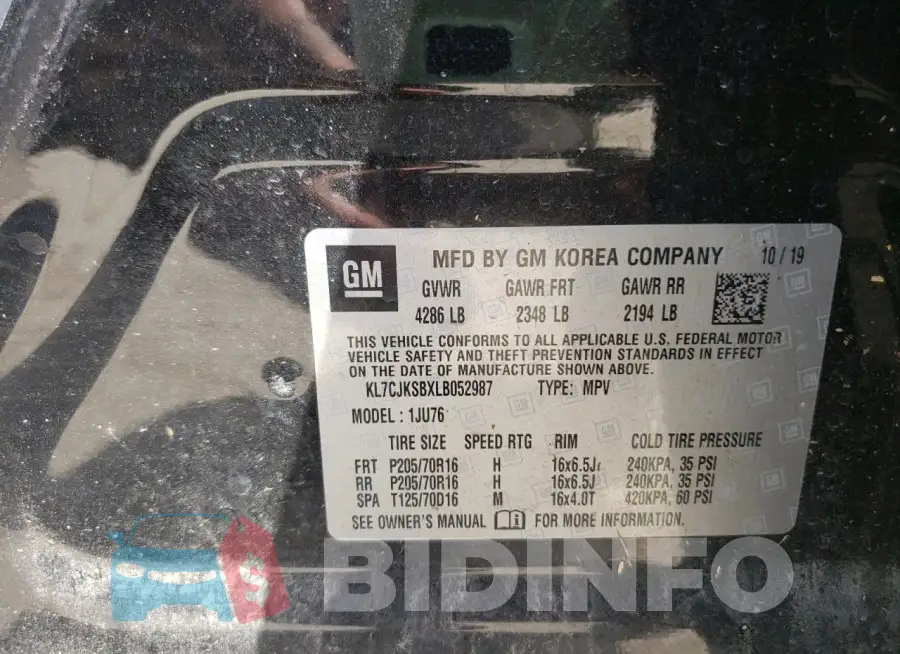 KL7CJKSBXLB052987 Photo# 13