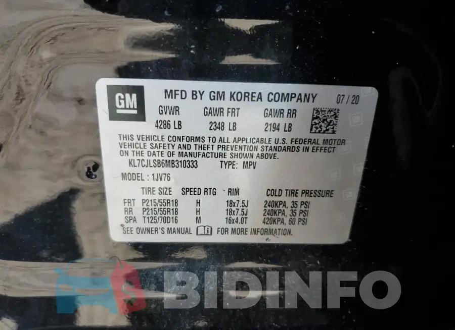 KL7CJLSB6MB310333 Photo# 14