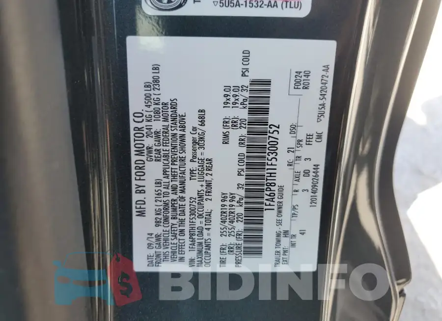 1FA6P8TH1F5300752 Photo# 13