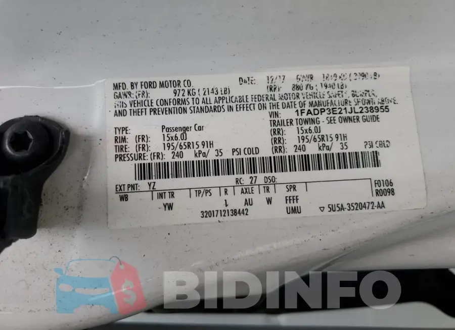 1FADP3E21JL238955 Photo# 12