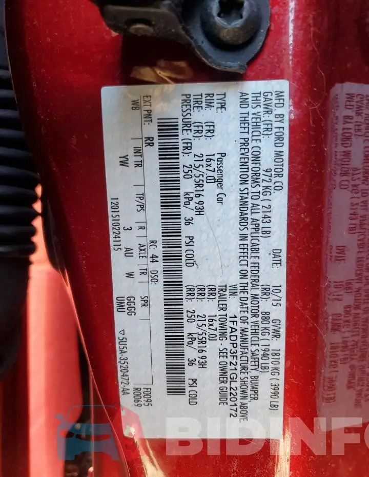 1FADP3F21GL220172 Photo# 12