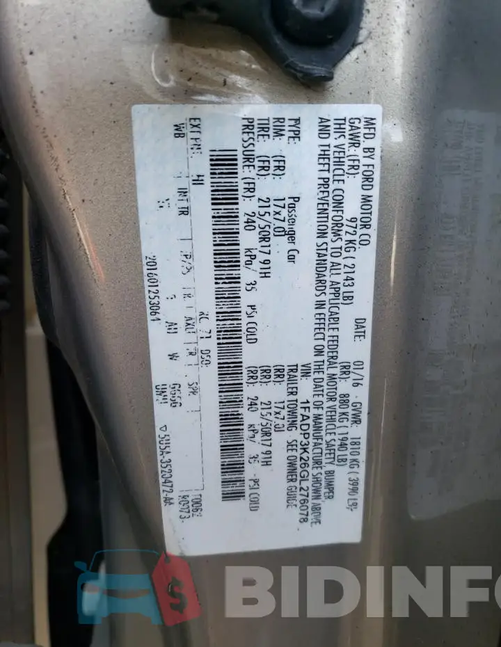 1FADP3K26GL276078 Photo# 13