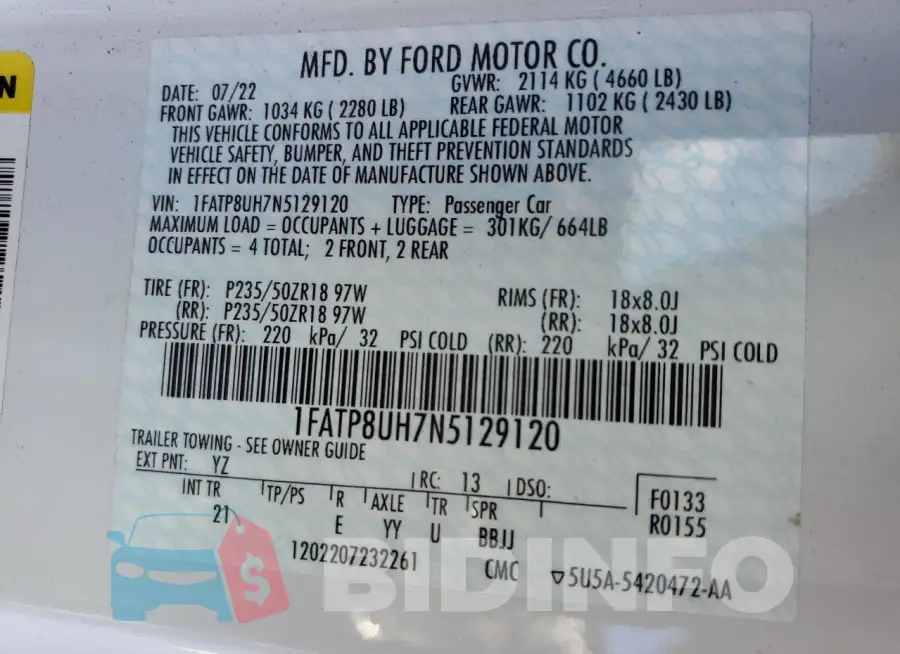 1FATP8UH7N5129120 Photo# 13