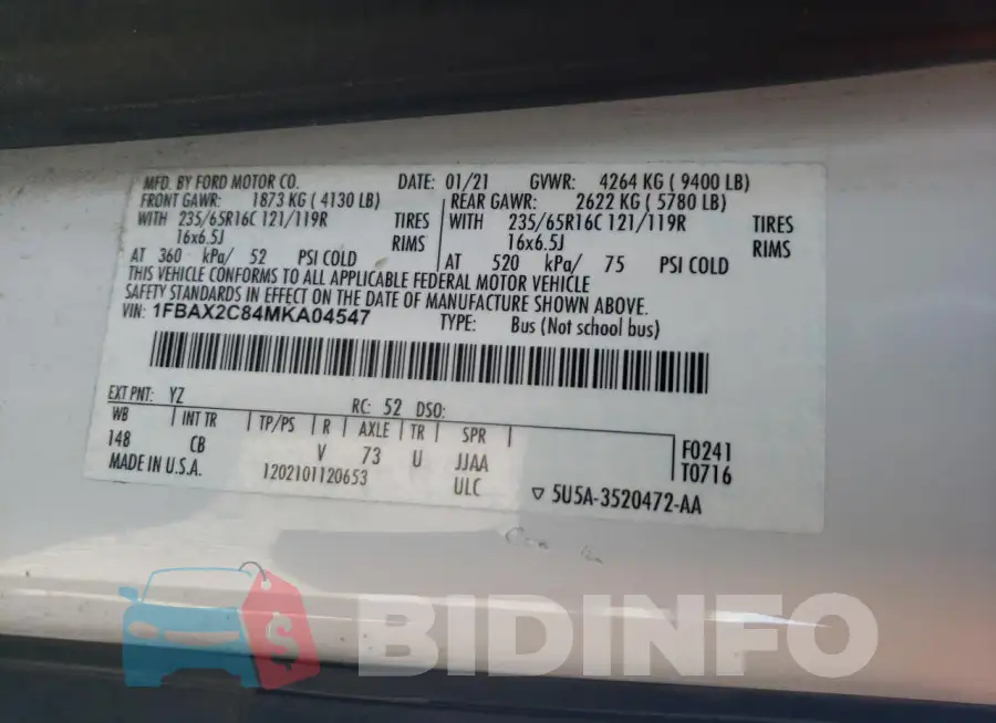 1FBAX2C84MKA04547 Photo# 14