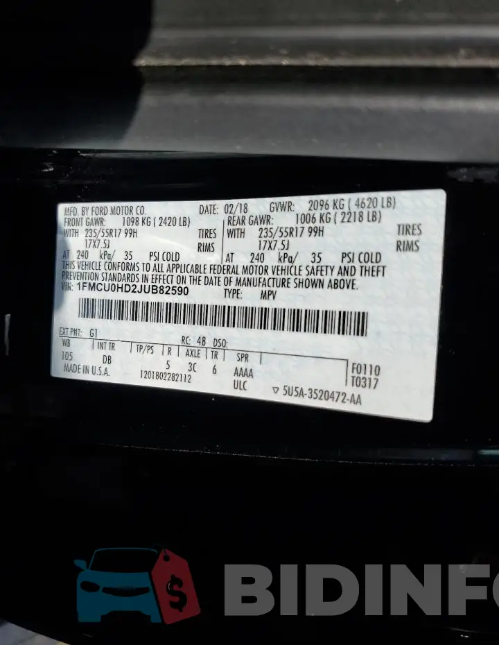 1FMCU0HD2JUB82590 Photo# 13