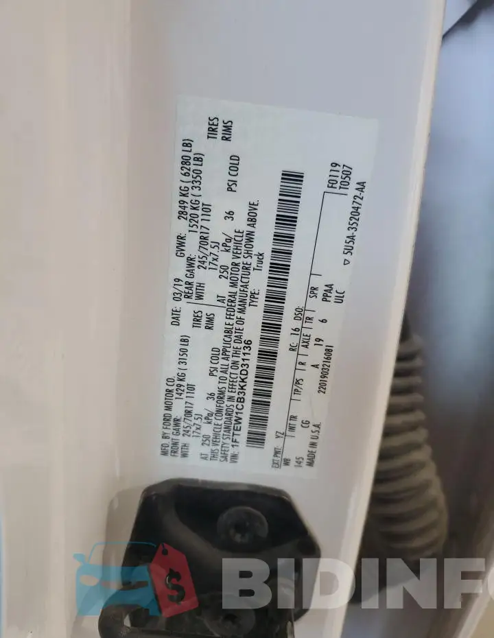 1FTEW1CB3KKD31136 Photo# 12